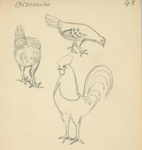 Poule et coq - Eugène Grasset