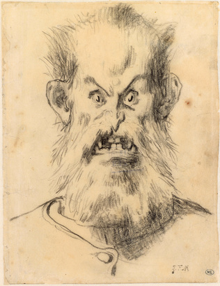Jean-François Millet - Tête d'homme, hirsute et grimaçante, dit tête de l'ogre