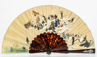 Edouard Detaille - Eventail à décor humoristique sur les arts et l'histoire de F...