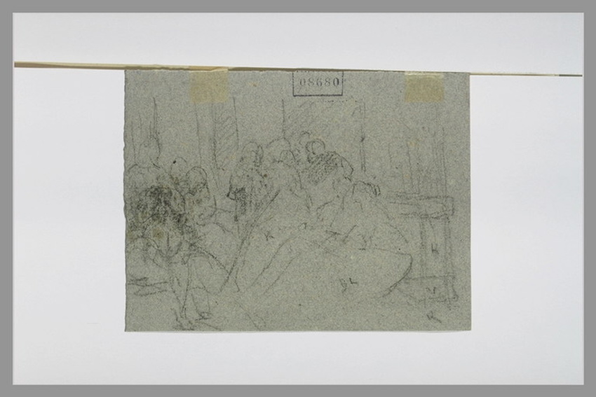 Jean-Baptiste Carpeaux - Réunion de plusieurs pesonnes, les unes debout, les aut...