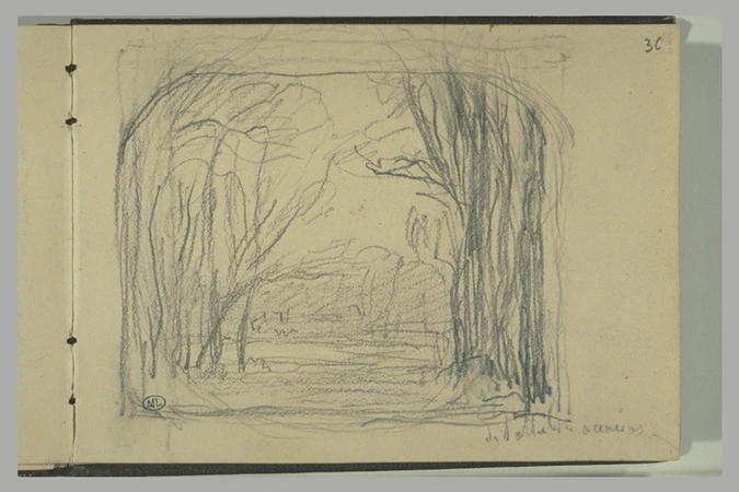 Adolphe-Félix Cals - Paysage avec de grands arbres