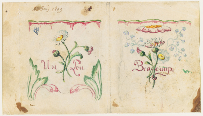 Emile Gallé - Modèle de cache-pot en faïence décor de marguerites, deux faces : ...