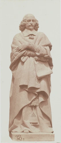 Edouard Baldus - "Mazarin", statue de Pierre Hébert, décor du palais du Louvre, ...