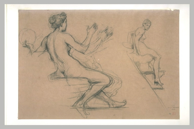 Elie Delaunay - Etude deux de femme nues, assises