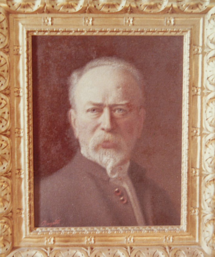 Anonyme - Photographie d'une peinture de Carlo Bugatti : autoportrait avec son c...