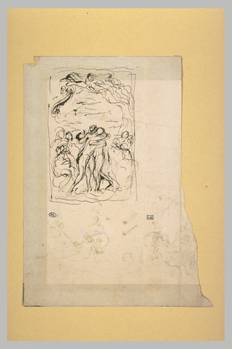 Aimé Jules Dalou - Composition à plusieurs personnages dont deux entrelacés