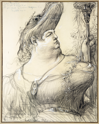 Charles Lucien Léandre - Portrait-charge de Mme Humbert, dans le rôle de 'Casque...