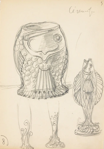 Eugène Grasset - Vases en forme de poisson
