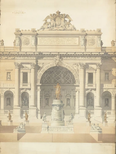 Louis Boitte - Projet pour un monument à Victor-Emmanuel à Rome, élévation de la...