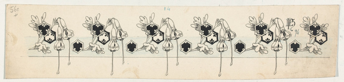 Louis Henri Poterlet - Frise décorative d'un même motif floral mêlé d'un motif g...