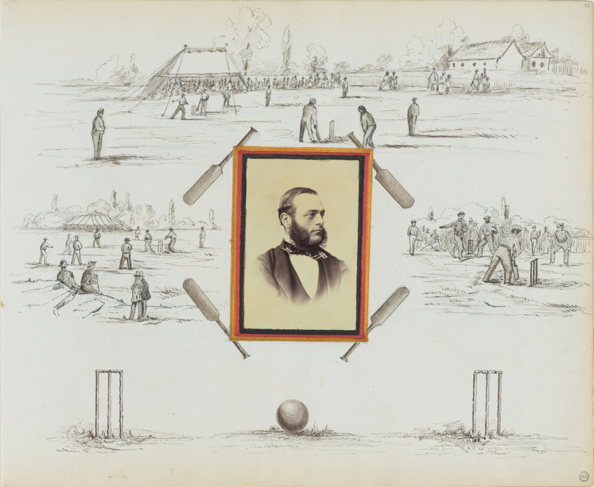 Georgiana Louisa Berkeley - Portrait d'homme entouré de scènes de cricket