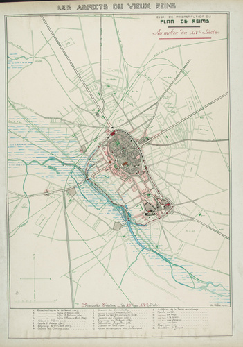 Ernest Kalas - Plan de Reims au XIVe siècle