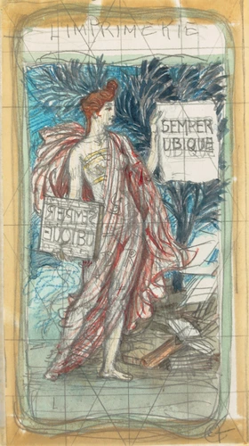 Eugène Grasset - Femme drapée tenant des livres