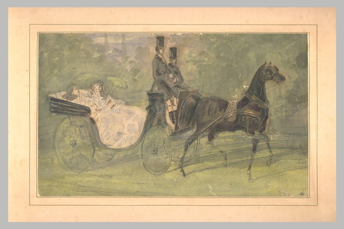 Constantin Guys - Equipage dans un parc