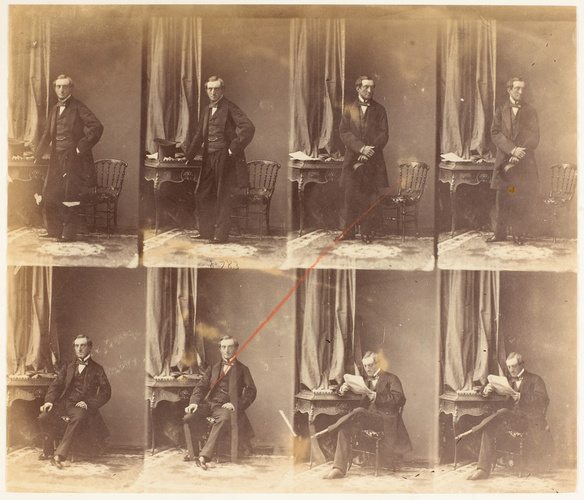 André Adolphe Eugène Disdéri - Viscount Newark en huit poses, quatre assis et qu...