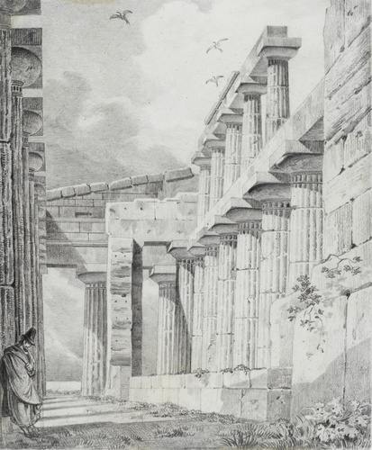 Vue de l'intérieur du péristyle du second temple de Héra à Paestum