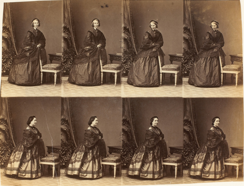 André Adolphe Eugène Disdéri - Mme Fletcher et une femme, en huit poses, quatre ...