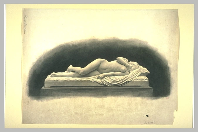 Antoine Bourlange - Etude pour une statue de femme nue, étendue sur un lit