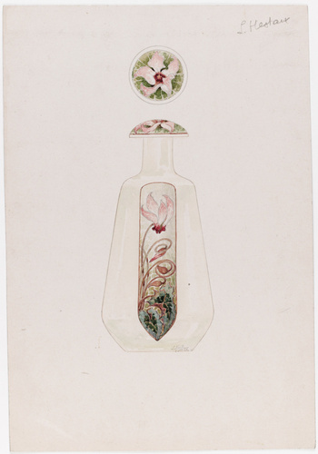 Louis Hestaux - Flacon à décor de cyclamens et bouchon vu en plan