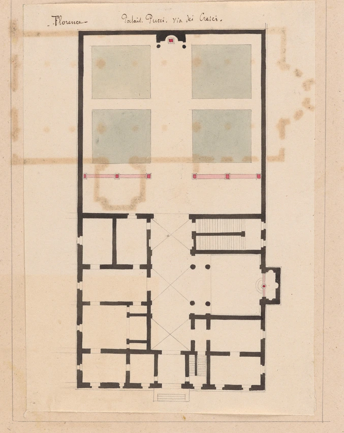 Edouard Villain - Plan du Palais Pucci, via dei Cresci, Florence