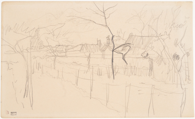 Pierre Bonnard - Paysage en hiver : prairie et maisons