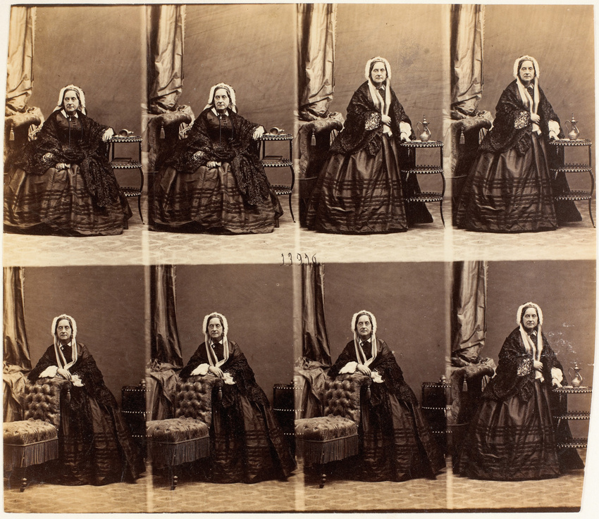 André Adolphe Eugène Disdéri - Lady James Stuart en huit poses, deux assise, six...
