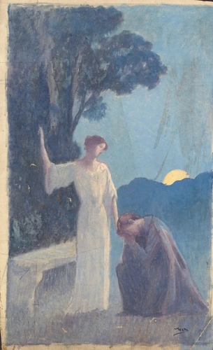 Alphonse Osbert - Frontispice pour : Le Lys dans la vallée, esquisse peinte
