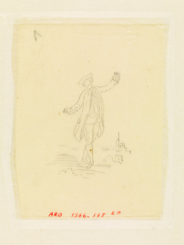 Emile Gallé - Poncif : un personnage masculin en costume d'époque Louis XV esqui...