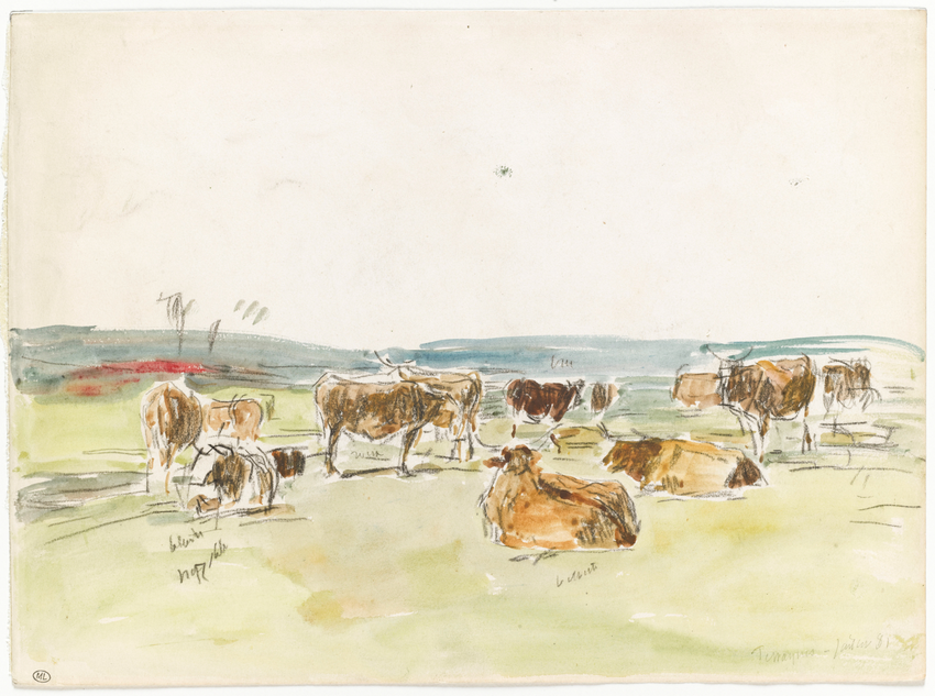 Troupeau de vaches dans un pâturage à Fervaques - Eugène Boudin