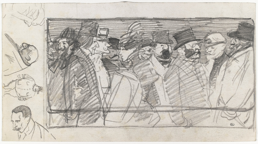 Théophile Alexandre Steinlen - Hommes et femmes à la fenêtre d'un wagon
