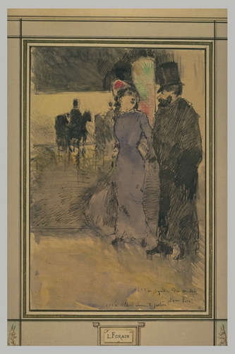 Jean-Louis Forain - Couple conversant sur un trottoir