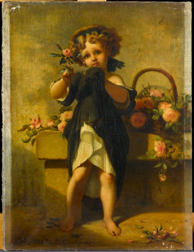Petite fille à la rose - Léopold de Moulignon