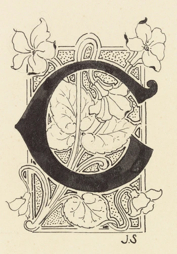 Anonyme - Planche de neuf lettres ornées, lettre C ornée de motifs végétaux