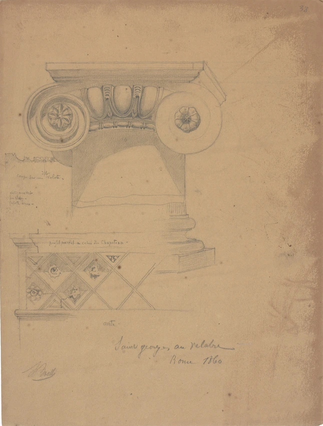 Louis Boitte - Eglise Saint-Georges-au-Velabre, chapiteaux du porche
