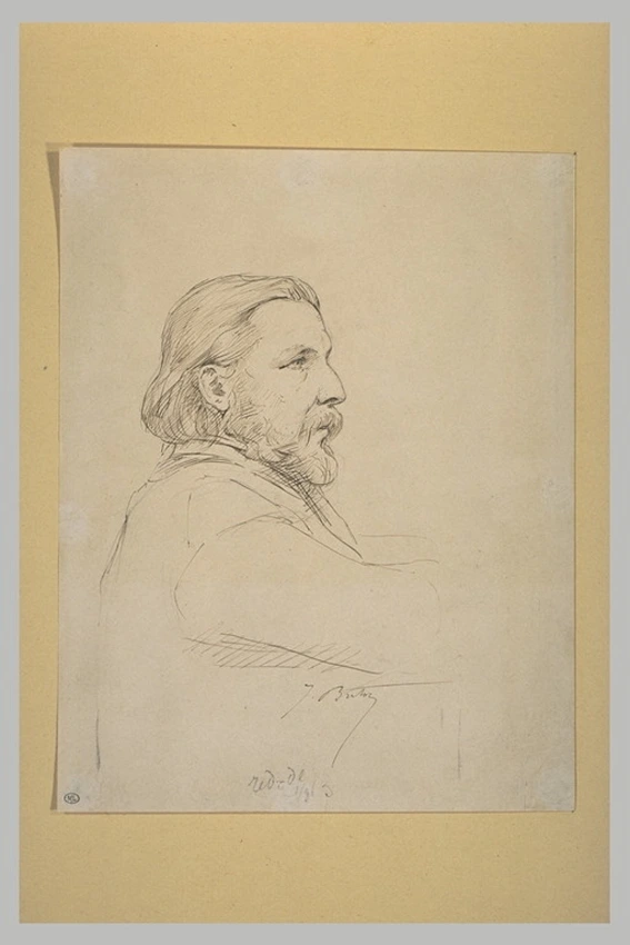 Jules Breton - Autoportrait, de profil vers la droite