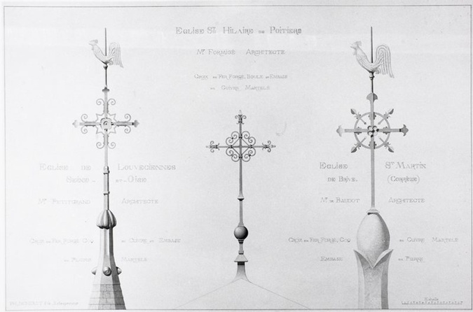 Maison Monduit - Trois modèles de croix et d'embases de l'église de Louveciennes...