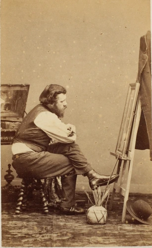 Portrait d'Edmond Lebel devant un chevalet - André Adolphe Eugène Disdéri