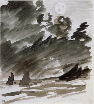 Marine avec voiliers au clair de lune - Edouard Manet
