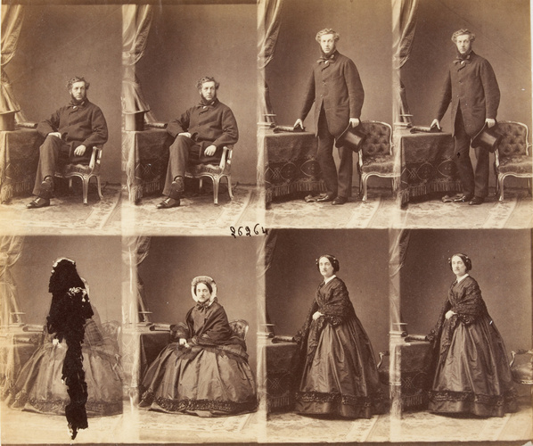 André Adolphe Eugène Disdéri - M. et Mme Mackenzie en huit poses, quatre de mada...