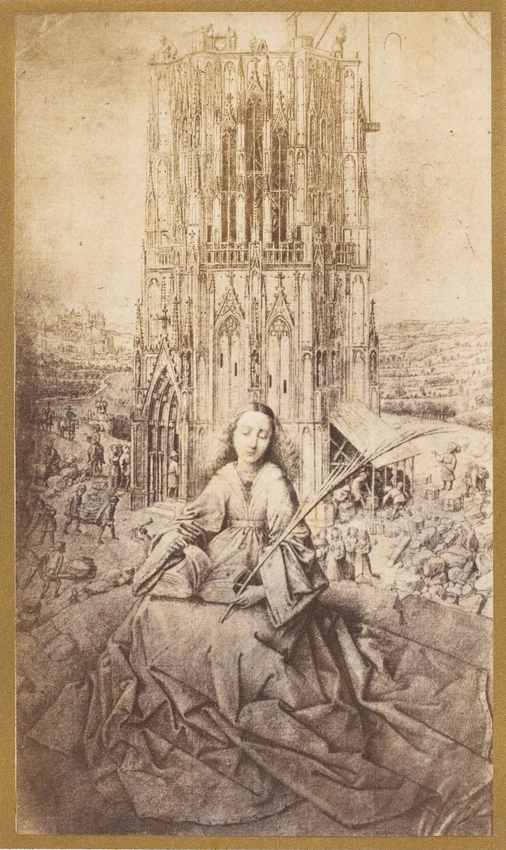 Ste Barbe. Dessin sur panneau par Jean Van Eyck. Musée d'Anvers