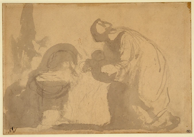 Honoré Daumier - Femme portant un enfant dans un berceau