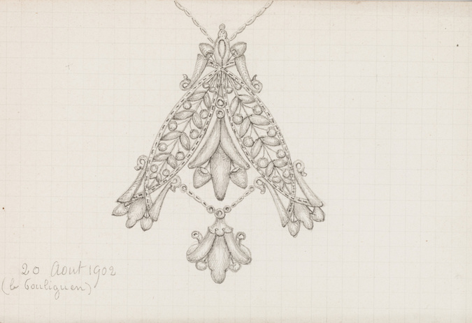 Enguerrand du Suau de la Croix - Pendentif à motif végétal et floral, chaîne