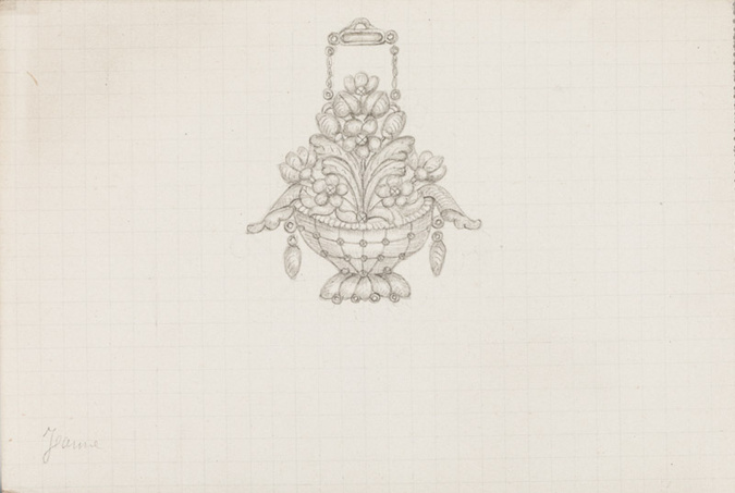 Jeanne de Montigny - Pendentif de fleurs en corbeille, deux gouttes en chute