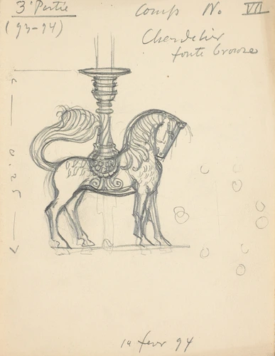 Eugène Grasset - Cheval ornant un chandelier en bronze