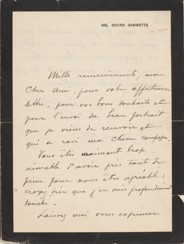 Louis Lumière - Remerciements après décès pour une photographie du disparu, sign...