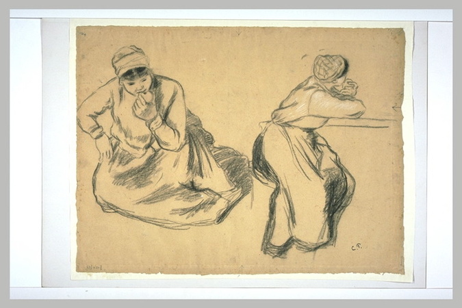 Camille Pissarro - Deux études de femmes mangeant des pommes