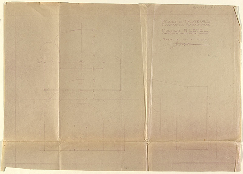 Marcel Guilleminault - Projet de fauteuils Pullman pour Mr Level, château de Hau...