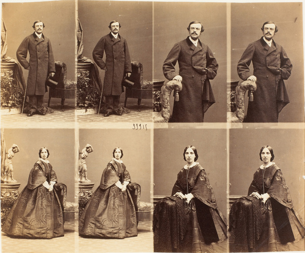André Adolphe Eugène Disdéri - M. et Mme. Bunny en huit poses, quatre Monsieur, ...