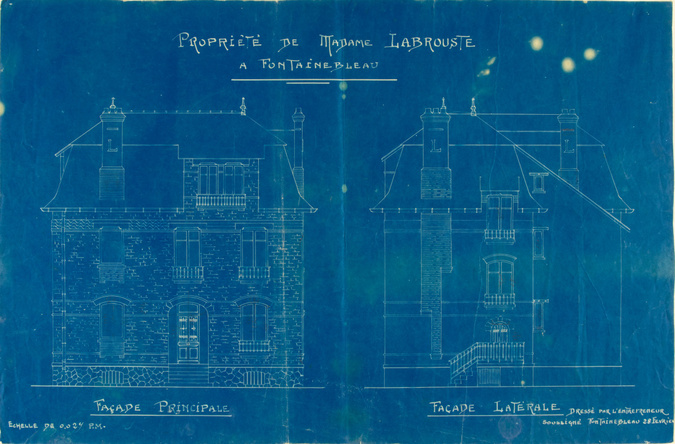 Alfred Vaudoyer - Propriété de Madame Labrouste à Fontainebleau. Façade principa...