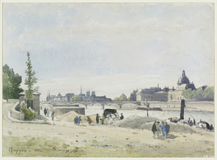 Henri Harpignies - La Berge de la Seine aux Tuileries